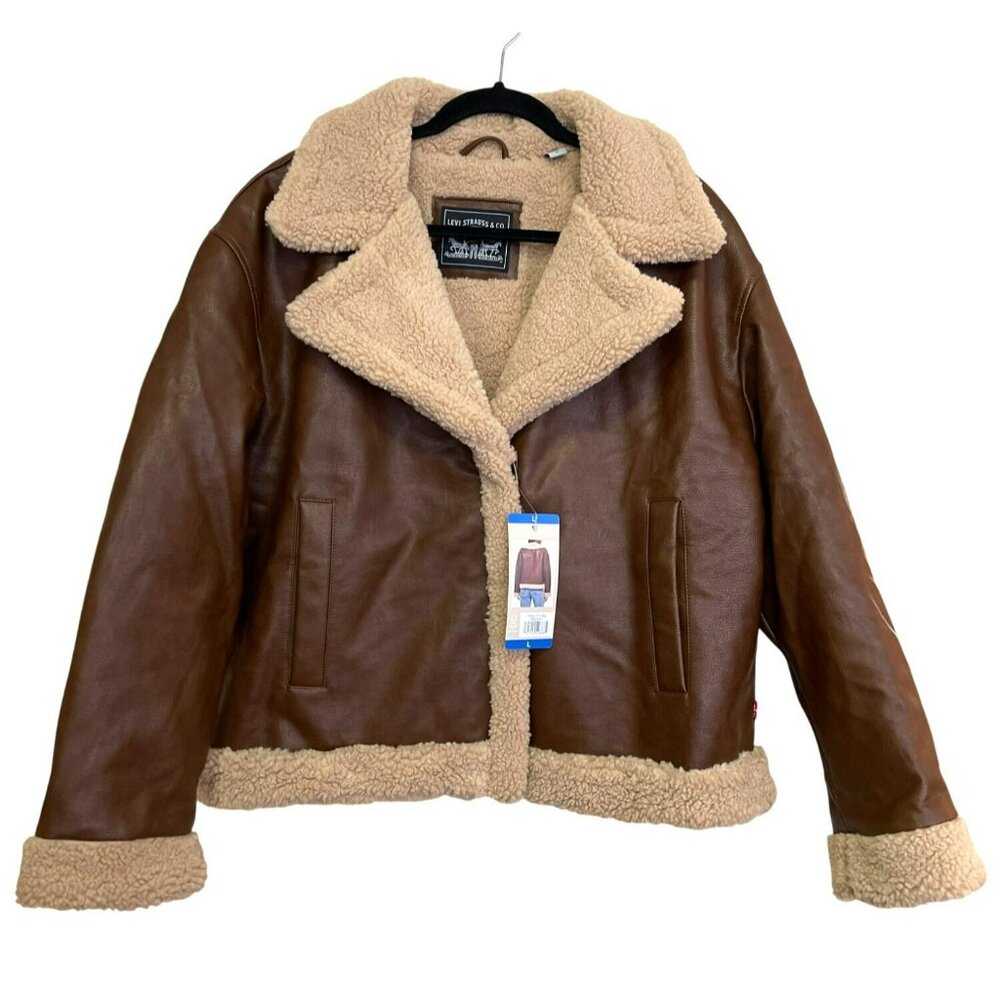 Levi's Brown Leather Jacket with Cream Accents